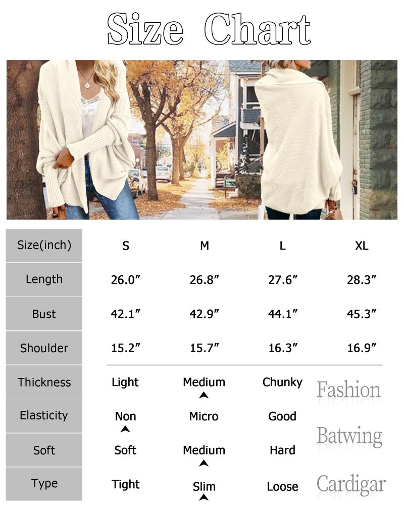 Mafulus Women's Cardigan Sweaters Oversized Chunky Knit Kimono Slouchy Wrap Batwing Open Front Outwear Coat Army Green - Image 3